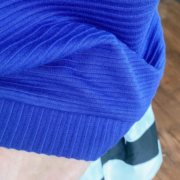 NWT Blue Knitted Blouse Top and Blue White Black Stripes skater Skirt Dress Set - Picture 7 of 9